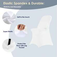 20/40/60/120pcs Stretch Spandex Folding Chair Cover Folding Kitchen Chair Cover, Universal Washable Sofa Cover Protective Cover, Detachable Chair Cover, Suitable For Wedding Party Restaurant Banquet Events - 白色 - 查看 4