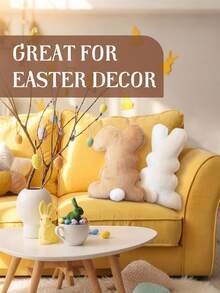 Almofada de Pelúcia Coelho da Páscoa, Almofada Decorativa da Páscoa, Ideal para Sala de Estar, Sofá, Quarto e Outros Ambientes de Decoração Doméstica. Também uma Ótima Escolha para Decoração Diária, de Festa ou Feriado. - Multicolorido - Visão 5