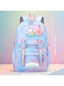 SANRIO 1个肉桂狗和酷洛米可爱女式时尚背包 - 街头风轻便大容量学生日用背包，可调节肩带，拉链封口，非常适合学期日常出行 - 彩色 - 查看 10