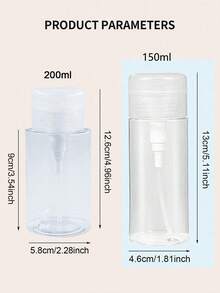 1pc/2pcs 120ml/150ml/200ml/300ml/500ml Refillable Pump Bottle, Makeup Remover Oil, Toner, Lotion Travel Containers. Note: Do Not Fill With Liquids Over 60°C, As It May Cause Deformation And Shrinkage. The Empty Bottles Do Not Contain Any Other Items. - Clear - View 24