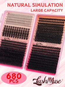 680PCS/1360PCS Extra Dense And Fluffy Wispy False Eyelashes, T50/80D/100D/120D Lash Cluters, Mixture Of Spikes, Faux Mink Lashes, 0.07mm D-DD Curl, 0.31-0.63inch Mixed Length, Thick Lash Clusters, Natural & Soft, Suitable For Any Style, Reusable Makeup Accessories Lash Clusters, Eyelash Clusters, Individual Eyelashes, Fake Lashes, With Lash Glue, Tweezers & Brush, Perfect For Valentine's Day, Mardi Gras, Festive Glam Beauty - Black - View 17