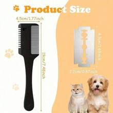 1 Pc Pet Razor Comb With 10 Replacement Blades, 2-In-1 Dog And Cat Hair Trimmer, PP Material Double-Sided Cutting Comb Suitable For Various Breeds, Trimming Tool For Hair Removal And Thinning - Multicolor - View 2