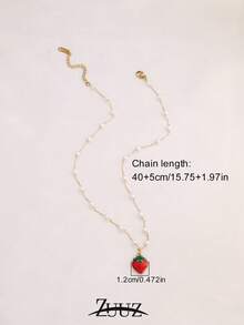 1pc Stainless Steel Strawberry Charm Pearl Chain Necklace For Women Choker Necklaces Female Jewelry Best Friends Gifts - necklace - View 2
