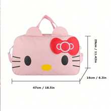 SANRIO 1个3D可爱猫脸印花手提包，粉色、黑色、红色和绿色可选。可拆卸可调节肩带，可手提或肩背。大容量，采用优质涤纶面料，拉链封口。时尚可爱的少女风背包，适合旅行、上学、上班和日常使用。旅行包、行李包、手提袋、健身包、登机包、周末旅行包，轻便耐用，是户外度假和夏季旅行的必备单品。 - 彩色 - 查看 10