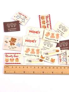 20pcs 18-53mm Random Mixed Pattern Bear/Cat/Dog/Flower/HONEY Labels For DIY Personalized Clothing/Hat/Backpack/Headwear/Doll Decoration Sewing Accessories - Multicolor - View 4