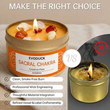 EVODUCK 3oz Sweet Orange Scented Sacral Chakra Candle, Matte Gold Metal Tin With White & Red Crystals, Ideal For Home Meditation & Yoga, Spiritual Gift For Women, Men, Valentine's Day, Birthday, Anniversary - 脈輪系列 - 查看 10