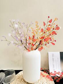1pc Clear Multi-Color Resin Leaf Artificial Flower, Fashionable Fishtail Shaped Artificial Plant Branch, Elegant Artificial Floral Stem, Holiday Gift Bouquet, Suitable For Vase Filler, Wedding Table, Home Party Decoration - Multicolor - View 7