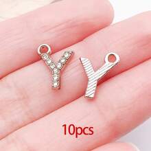 10/26pcs Rhinestones A-Z Alphabet Letter Charms Glitter Crystal Letter Beads For DIY Bracelet Necklace Earrings Choker Craft - Silver - View 30