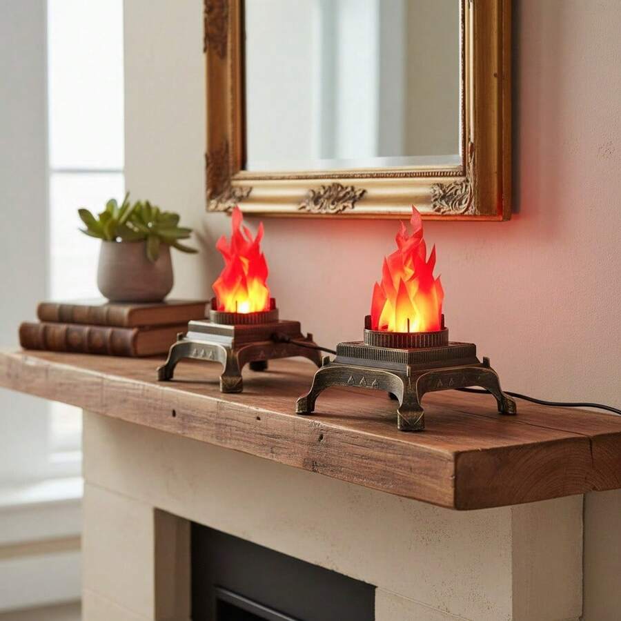 CJCMALL Retro LED Fake Fire Flame Light 3D Flickering Fire Flame ...
