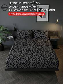 2/3件套印花床上用品套装（1件床单+1/2个枕套，不含枕芯），亲肤舒适床垫保护套，黑色豹纹床垫罩，柔软透气，多种尺寸可选，适用于单人床/双人床/大号床/特大号床，可机洗，家居装饰，卧室装饰，OEKO-TEX认证 - 彩色 - 查看 14