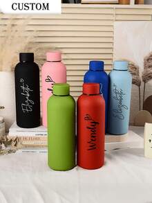 1件客製化雙層不鏽鋼咖啡杯/蘇打水瓶，運動保溫水杯，500ml/17oz 可客製化姓名保溫杯，多色可選，適合開學、節日與生日禮物 - 彩色 - 查看 3