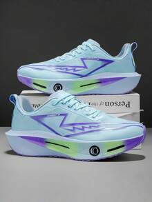 L.S.W.P Giày chạy bộ thoáng khí cho nam - Đế chống sốc và chống mài mòn, đệm EVA, giày thể thao cổ thấp nhẹ với thiết kế sọc, thích hợp để tập gym, chạy bộ và mặc hàng ngày, phong cách thể thao thời trang với đế lót mềm EVA - Màu xanh lam - Xem 14