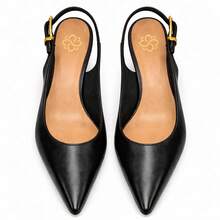 Rosavivi Women's Pointed Toe Pump With Cup Heel, Buckle, Slingback, Comfortable, Casual, Elegant - 黑色 - 查看 7