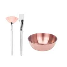2/4/8/16/24件套面膜搅拌碗套装 - 美容用品，DIY面膜搅拌工具，面膜涂抹刷套装，2个玫瑰金面膜碗，2个扇形面膜刷，2个扁平面膜刷，2个量勺，可选金色、玫瑰金和原木色 - 彩色 - 查看 12