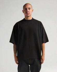 Shaka Wear 7.5 Oz Garment Dye Drop Shoulder T-Shirt - 黑色 - 查看 4