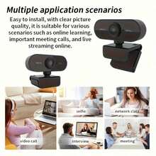 1080P High-Definition Camera, Built-In Microphone, Wide-Angle View, USB Interface, 360° Rotatable, Clip-On Camera, Suitable For Office Use And Home Security Purposes. - Black - View 8