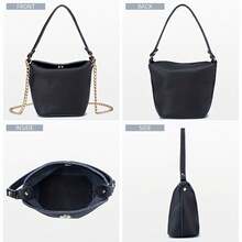[Bolso de hombro con cadena] Bolso de cubo para mujer - Mini bolso de hombro con cadena, bolso con múltiples compartimentos para monedas y lápiz labial, bolso casual de uso diario para dinero y tarjetas, tamaño pequeño (no lavable) - Rojo - Ver 7