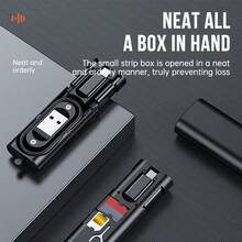 快速充电多功能数据线收纳盒 5 合 1 数据线收纳盒整理器 适用于安卓手机 TF 卡收纳 闪电适配器 SIM 卡弹出器 快速充电数据线 多功能数据线整理器，小巧便携设计，送给妇女节的礼物 - 彩色 - 查看 1
