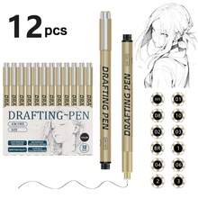 6/9/12支装高品质超黑细线笔，金属笔夹，书写流畅，笔尖纤细，水彩笔，适用于绘画、素描，大师级品质 - 查看 10