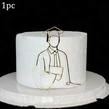1pc/3pcs Minimalist Design Gold Acrylic Graduation Cap Cake Topper, For Graduation Ceremony & Party - Multicolor - View 15