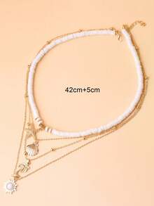 1pc Bohemian Beach Vacation Style Starfish, Shell, Flower, Elephant Random Soft Ceramic Multi-Layer Necklace For Women (Avoid Contact With Water) - Multicolor - View 3