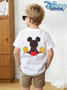 Disney Mickey Mouse Pattern Summer T-Shirt, Suitable For Boys And Girls To Wear For Holiday Parties, Dinners, Outdoor Activities, Travel, And As A Gift For Children Visiting Disneyland. - trắng - Xem 2