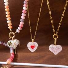 Bộ phụ kiện trang sức tự làm hình ngôi sao và trái tim thuộc dòng Candy Series - Dây chuyền, mặt dây chuyền, bông tai, vật liệu trang trí túi xách, quà tặng ngày Valentine. - Vàng - Xem 2