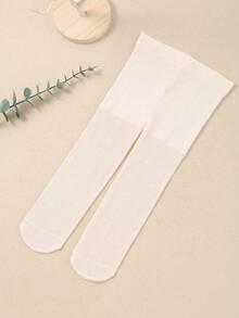 1 Par de Meias/Collants de Dança Jacquard Fofos Bege, Adequados para Bebês Meninas de 0-36 Meses, Podem Ser Combinados com Todos os Looks e Vestidos, Muito Adequados para Traje de Festa de Aniversário, Feitos de Material de Veludo Macio e Confortável - Multicolorido - Visão 6