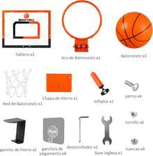 Tablero de Basquetbol para Niños, Mini Canasta de Baloncesto de Pared Interior, Aro Reforzado y 3 Mini Balón, Canasta Básquetbol para Puerta y Pared, Regalo Juguetes Deportivos - Negro Naranja - Ver 7