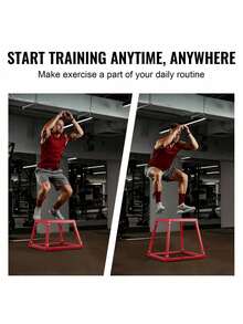 Plyometric Jump Box, 18 Inch Plyo Box, Steel Plyometric Platform And Jumping Agility Box, Anti-Slip Fitness Exercise Step Up Box For Home Gym Training, Conditioning Strength Training, Red - Red - View 6