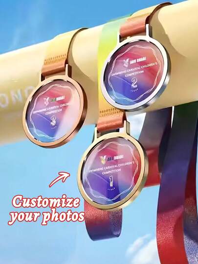 Customized Personalized Acrylic Round Medal With Photo, 3 Styles, Anniversary And Corporate Recognition Medal For Celebrating Special Days, Custom Acrylic Photo Medal Award