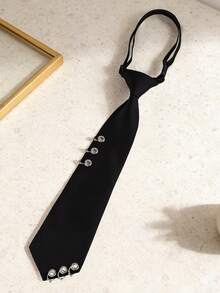 朋克风黑色领结，带金属孔眼和可调节松紧带，男女皆宜的配饰 - 黑色 - 查看 11