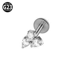 1件装 Cz 叶子 G23 纯钛耳骨耳钉 16G 内螺纹锆石蝴蝶耳廓耳屏穿刺饰品 - 如圖 - 查看 15