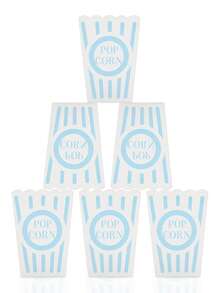 10pcs/30pcs/50pcs Classic Light Blue Striped Popcorn Boxes, Blue & White Striped Paper Popcorn Containers Suitable For Movie Night, Carnival, Birthday, Baby Shower, Gender Reveal, Wedding And More Occasions - 藍色紋路 - 查看 3