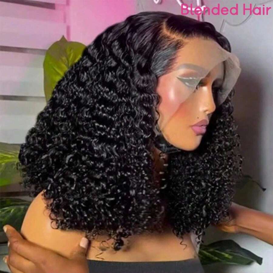 200% 密度 13x4 卷曲高清蕾丝前假发，无胶发际线蕾丝假发，带婴儿发，自然发际线巴西原生发卷曲蕾丝前假发，打造优雅日常造型