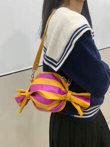 Niche Versatile Striped Candy-Shaped Shoulder Bag, Suitable For Daily Outings - Multicolor - View 7