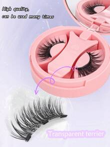 1 Pair Natural Cat Eye Magnetic False Eyelashes With Mirror, Reusable Magnetic Eyelash Set, Waterproof Eyelash Extension Without Glue - Cat Eye Lashes - View 5