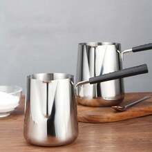 Olla de acero inoxidable para derretir mantequilla y leche – Mango largo resistente al calor – Báscula integrada – Versátil para derretir chocolate, hervir azúcar, preparar café, calentar leche o mantequilla - Plateado - Ver 4