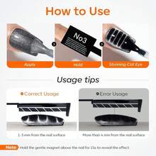 Modelones Cat Eye Magnetic For Nails,15PCS Cateye Rose Gel Nail Polish Magnet Tools Powerful Set Wand Magnet Valentine's Heart Nail Polish Square Round Magnet Stick Diverse Glassy Cateye Effect - Black - View 7