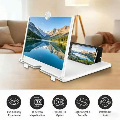 Comfort Fit Screen Expanders & Magnifiers Screen Amplifier, Phone Dedicated 3D HD Projection Instrument, Suitable For Watching Movies, Videos, Entertainment Games, All Phones, 12 Inch For Him, Valentine's Day Gift