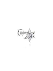 1 chiếc khuyên tai bạc 925 đính đá Moissanite hình học cổ điển, kiểu dáng phẳng, thích hợp cho nữ, đeo hàng ngày, hẹn hò, đi nghỉ mát, dự đám cưới, dự tiệc, làm quà tặng ngày lễ. - Bạc - Xem 13