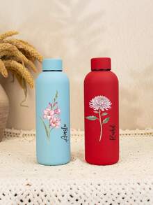1件客製化雙層不鏽鋼咖啡杯/蘇打水瓶，運動水壺，500ml/17oz 可客製化姓名保溫隨行杯，多色可選，適合學校、假期，男女通用生日禮物，個性化禮品 - 彩色 - 查看 3