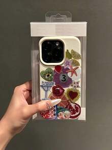 1 funda de teléfono minimalista de TPU a prueba de golpes con perlas de imitación blancas y diseño de granada bordado, compatible con 17, 16, 15, 14, 13, 12, 11 Pro, y Series, funda de teléfono premium, funda de teléfono bonita, Pascua. - 1 pieza - Ver 12