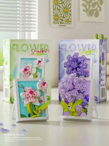 100-300-elementowe klocki do budowania ramek na zdjęcia w kształcie kwiatów (fioletowa bańka, tulipan, storczyk, słonecznik, róża, piwonia...), prezent urodzinowy DIY, klocki, puzzle i akcesoria do kolaży, żywe kolory, wykwintny design, warstwowe, żywe kolory, realistyczne kształty, odpowiednie do wystroju wnętrz/artykułów biurowych/wymiany prezentów (Boże Narodzenie, Dzień Matki, Walentynki), ekspozycji sklepowej/kolekcji dzieł sztuki - Wielokolorowe - Zobacz 4