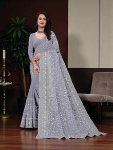 Burbury Traditional Saree, Cultural Wear For Women - 彩色 - 查看 1