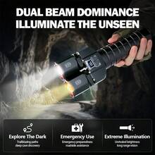 1支双光束白/暖光手电筒 - 独立聚光和泛光控制，实时电量显示，大容量电池仓，适用于洞穴探险、徒步旅行和路边救援 - 款式A - 查看 11