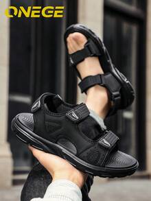 1双男士透气沙滩鞋，新款运动耐磨夏季防滑时尚鞋，简约驾驶休闲凉鞋 - 黑色 - 查看 7