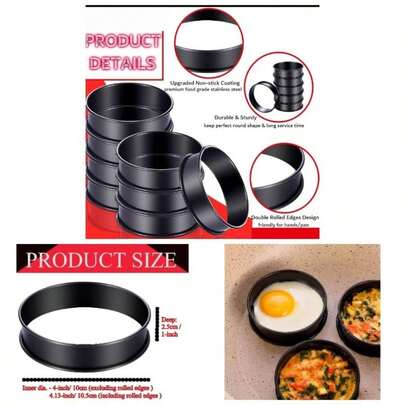 12Packs Crumpet Rings NONSTICK English Muffin Ring 4 Inch - Stainless Steel Double Rolled Tart Rings Round Metal Cookie Pastry Ring Molds Baking Cooking