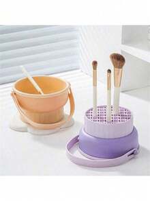 1pc Makeup Brush Cleaning Case Silicone Cosmetic Sponge Cleaner Beauty Brush Cleaning Bowl Display Stand Set - Standard Model - View 8