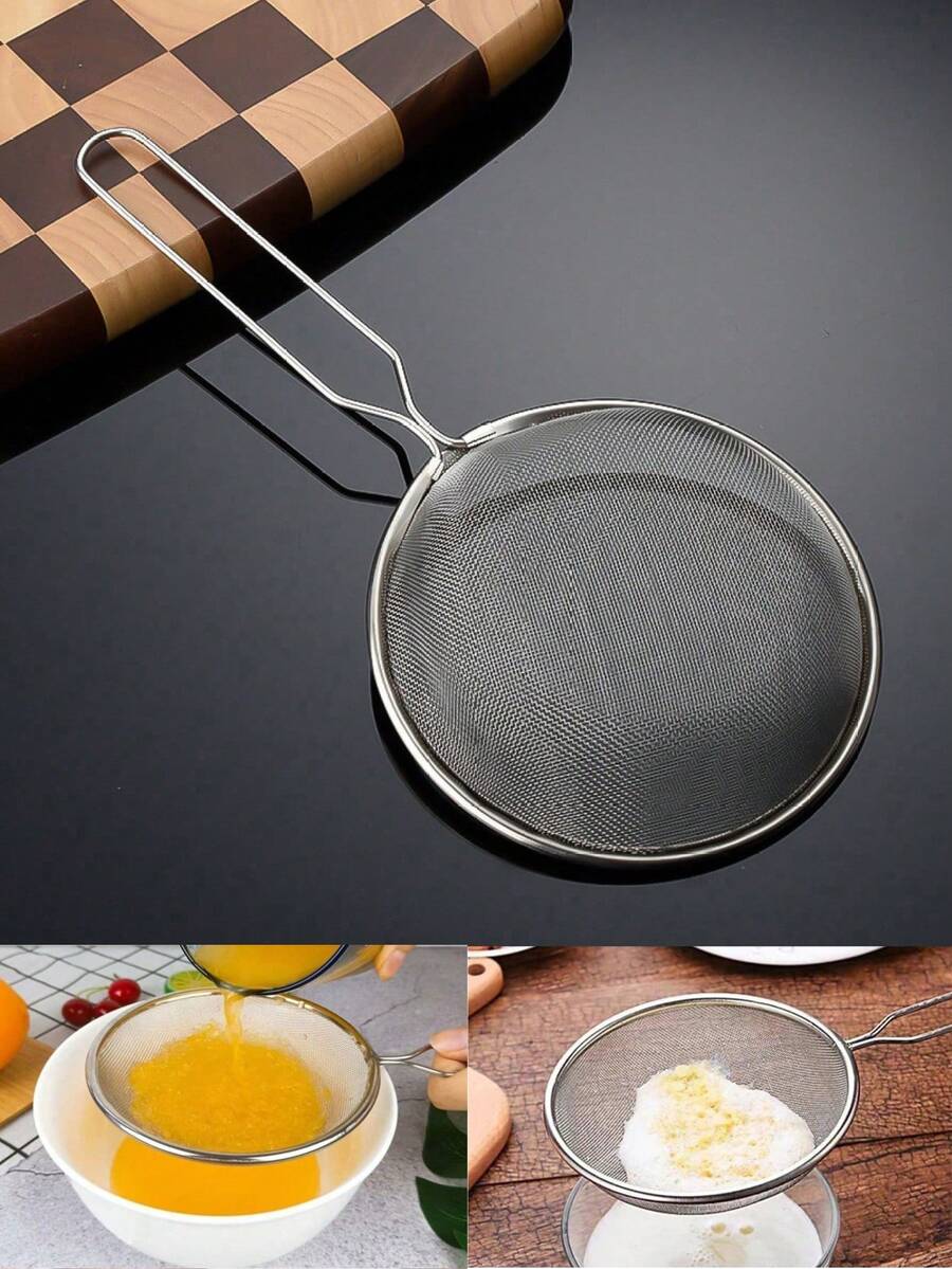 1. Stainless Steel Mesh Strainer, Soy Milk & Milk Filter Net Spoon, Flour Sifter, Kitchen Tool Mesh Colander, Strainer Ladle, Extra Fine Large Mesh Tea Strainer, Skimmer, Baking Filter, Sieve - Multicolor - View 1
